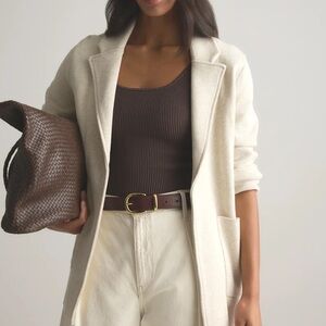 Quince Organic Cotton Cream Knit Blazer Size S